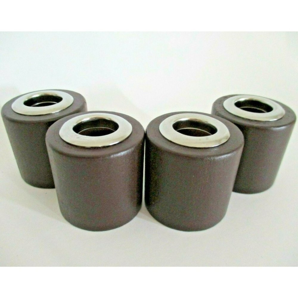 4 wooden reed diffuser bottle collars in dark walnut stained finished wood